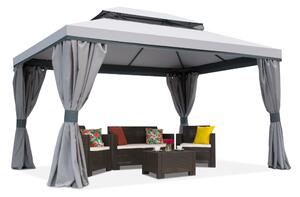 Sivi vrtni paviljon sa zavjesama Valencia 3x4m Garden Point