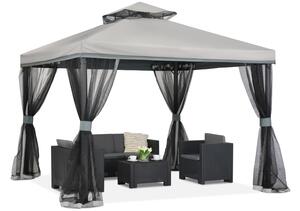 Sivi vrtni paviljon s mrežom protiv komaraca Valencia 3x3 m Garden Point