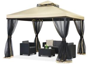 Krem vrtni paviljon s mrežom protiv komaraca Valencia 3x3 m Garden Point
