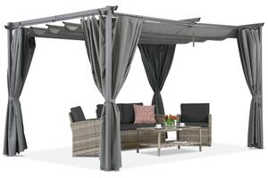 Pergola za terasu antracit boje sa zavjesama La Palma 3x4 Garden Point