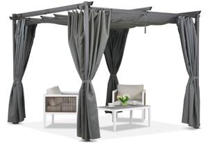 Pergola za terasu antracit boje sa zavjesama La Palma 3x3 Garden Point