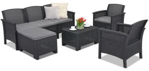 Technorattan lounge garnitura Venezia Relax Corner 6 antracit Bica
