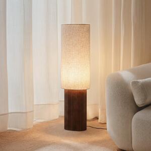 Lindby Kimiko podna lampa, visina 100 cm, orah, tkanina, Drvo, Dnevni boravak/blagovaonica, Tkanina / tekstil