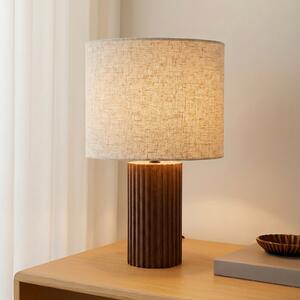 Lindby Kimiko stolna lampa, visina 38 cm, orah, tkanina, Drvo, Dnevni boravak/blagovaonica, Tkanina / tekstil