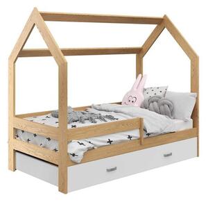 Dječji krevet KUCICA D3 borovo drvo 80 x 160 cm Podnica: Sa lameliranom podnicom, Madrac: Bez madraca, Kutija za pohranu: Bez kutije za pohranu