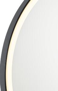Crno kupaonsko ogledalo 70 cm uklj. LED s prigušivačem na dodir - Miral