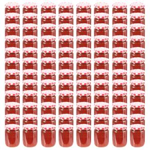 VidaXL Staklenke za džem s bijelo-crvenim poklopcima 96 kom 230 ml