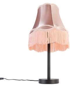 Klasična stolna lampa crna sa baka sjenilom roza 30 cm - Simplo