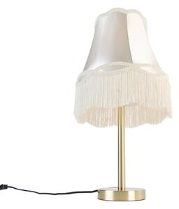 Klasična stolna svjetiljka mesing s bakinim sjenilom krem 30 cm - Simplo
