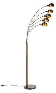 Dizajnerska podna lampa tamno brončana sa zlatnim 5 lampica - Sixties Marmo