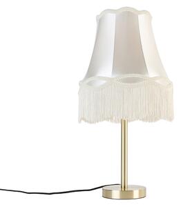 Klasična stolna svjetiljka mesing s bakinim sjenilom krem 30 cm - Simplo