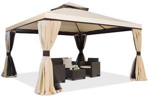 Veliki vrtni paviljon s mrežom protiv komaraca i zavjesama Valencia 4 x 4 m krem Garden Point