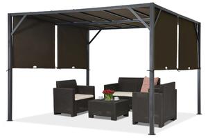 Santorini metalna terasa pergola 3 x 3 m antracit-smeđa Garden Point