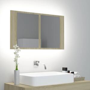 VidaXL LED kupaonski ormarić s ogledalom boja hrasta 80x12x45 akrilni