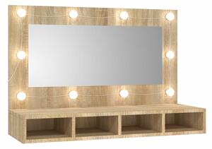 VidaXL Ormarić s ogledalom LED boja hrasta sonome 90 x 31,5 x 62 cm