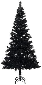 Umjetno božićno drvce LED s kuglicama crno 210 cm PVC