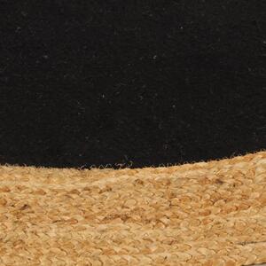 VidaXL Ukrasni tepih pleteni crni-prirodni 90 cm juta i pamuk okrugli