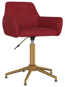 VidaXL Okretna uredska stolica crvena boja vina baršunasta