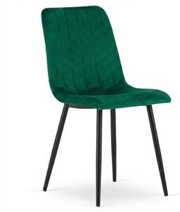 Tamno zelena baršunasta stolica LAVA BOTTLE GREEN s crnim nogama