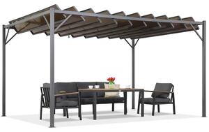 Paros antracit terasa pergola 3x4m sa Garden Point zavjesama