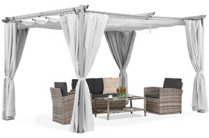 Bijela La Palma terasa pergola 3x3m sa Garden Point zavjesama