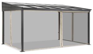 Aluminijski krov za terasu 3 x 6 m Tarragona s mrežom protiv komaraca Garden Point bež