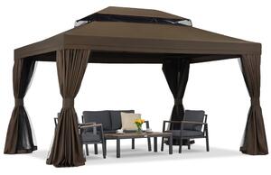 Vrtni paviljon s mrežom protiv komaraca i zavjesama Valencia 4x4 m smeđa Garden Point