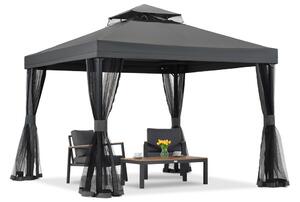 Antracit vrtni paviljon s mrežom protiv komaraca Valencia 3x3 m Garden Point