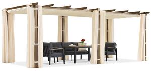 Pergola za terasu Barbados 3x6 m s Garden Point Woodlike zavjesama-bež