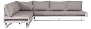 Bijela/siva vrtna sofa aluminijska (s lijevim kutom) Flint – Exotan