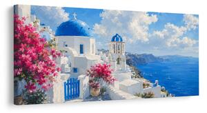 Slika cvjetni Santorini pod ljetnim nebom