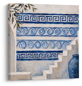 Slika mediteranske stube s plavim ornamentima