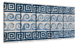 5-dijelna slika plave spirale i ornamenti