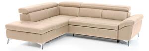 Rasklopivi kožni kutni sofa SALERNO II L-lijevi bež