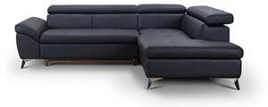 Rasklopivi kožni kutni sofa SALERNO II desni, crni