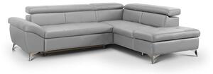 Rasklopivi kožni kutni sofa SALERNO II desni, sivi