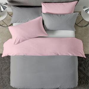 Posteljina s navlakom sivo-roza - 200 x 220 cm + 60 x 80 cm (2 jastučnice)