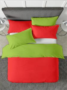 Posteljina s navlakom zeleno-crvena - 140 x 200 cm + 60 x 80 cm (1 jastučnica)