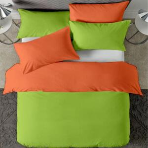 Posteljina s navlakom zeleno-narančasta - 220 x 240 cm + 50 x 70 cm (2 jastučnice)