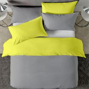 Posteljina s navlakom žuto-siva - 220 x 240 cm + 60 x 80 cm (2 jastučnice)