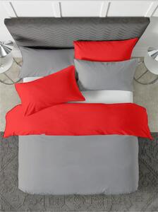 Posteljina s navlakom sivo-crvena - 200 x 220 cm + 60 x 80 cm (2 jastučnice)