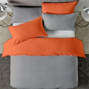Posteljina s navlakom sivo-narančasta - 220 x 240 cm + 50 x 70 cm (2 jastučnice)