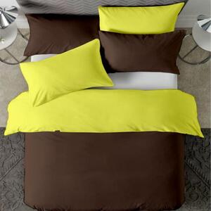 Posteljina s navlakom smeđo-žuta - 220 x 240 cm + 50 x 70 cm (2 jastučnice)