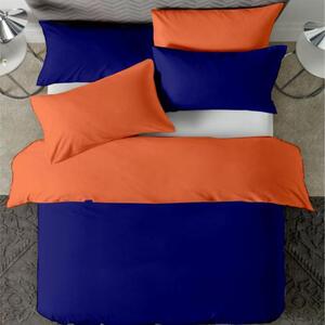 Posteljina s navlakom tamno plavo-narančasta - 220 x 240 cm + 60 x 80 cm (2 jastučnice)