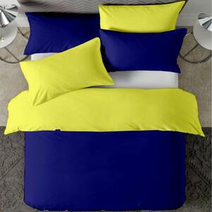 Posteljina s navlakom tamno plavo-žuta - 220 x 240 cm + 50 x 70 cm (2 jastučnice)