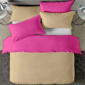 Posteljina s navlakom pink-bež - 140 x 200 cm + 60 x 80 cm (1 jastučnica)