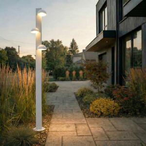 Lucande Velira vanjska LED svjetiljka, svijetlosiva, 220 cm, s tri kraka, Sivo, Metal