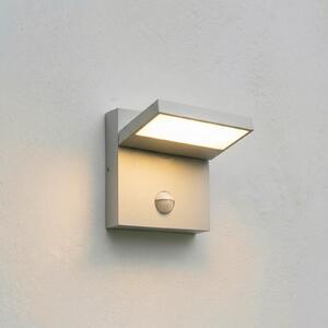 Lucande Silvan vanjska zidna LED svjetiljka, kamenosivi, senzor, IP54, Sivo, Aluminij