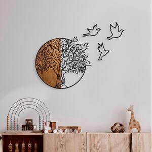 Zidna dekoracija 60x56 cm stablo i ptice drvo/metal