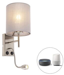 Pametna zidna svjetiljka od čelika sa sivim sjenilom uključujući Wifi A60 - Stacca